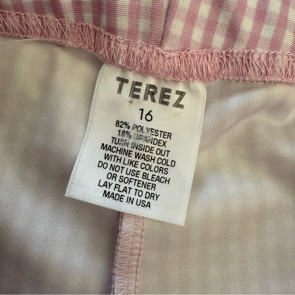 Terez Pink Retro Gingham High Waist Compression TLC Legging Size 16 NWOT